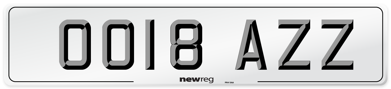 OO18 AZZ Number Plate from New Reg